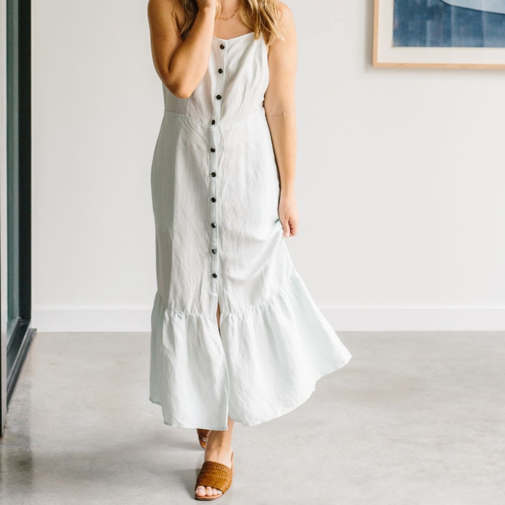 Something Navy White Ruffled Spaghetti Strap Sundress